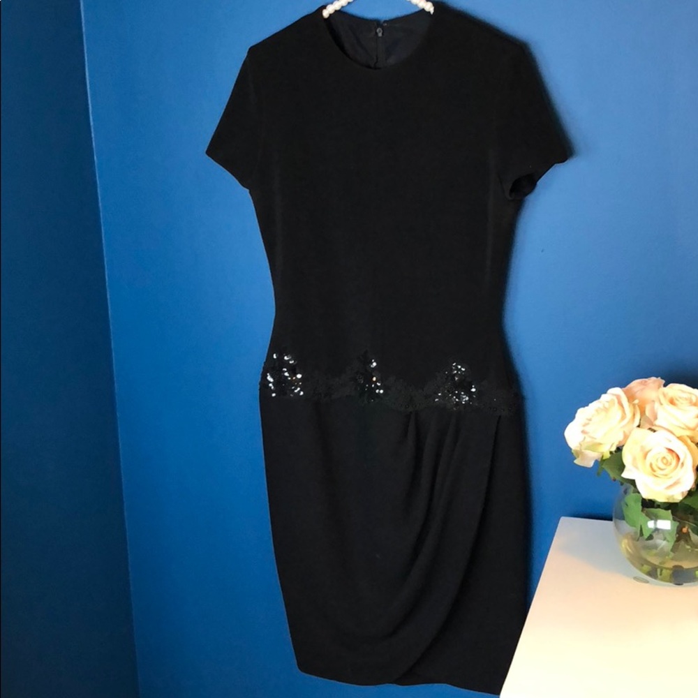 Chris Kole Black Embroidered Short Sleeve Dress